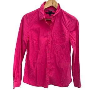 Tommy Hilfiger Fuchsia Hot Pink Classic Fit Button Down Long Sleeve Shirt Small